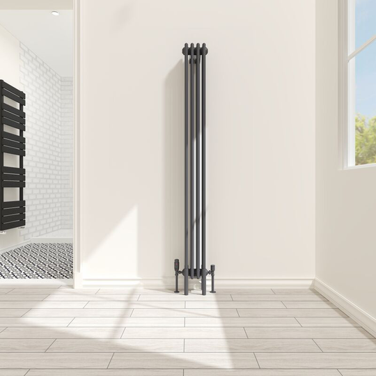 NRG - Traditional 4 Column Radiator Cast Iron Style Heating Rads Vertical Anthracite 1800x200mm