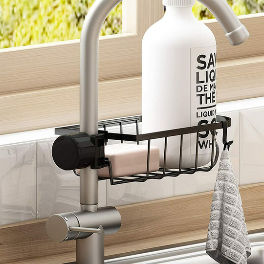 Sponge Drink for Kitchen Faucet, Sponge Storage Holder, Small Metal Kitchen Accessory for Sponge, Scraper, Soap or Lavets, Sink Organizer (s)