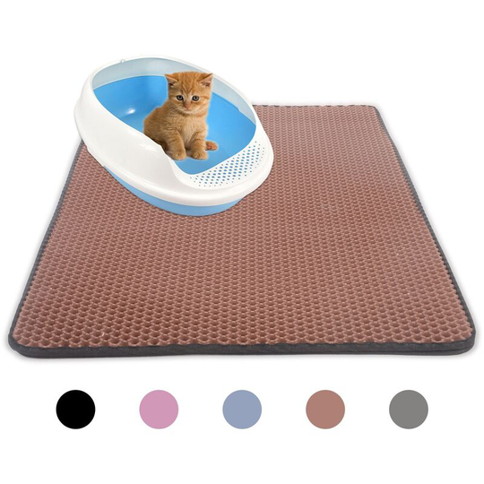 Cat Litter Mat,Betterlife Honeycomb Double Layer Waterproof eva Material Cat Feeder Mat Floor Protection and Litter Entrapment Brown 30x30cm,1 pcs