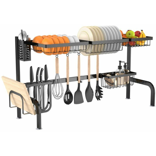 Gymax - 2-Tier Over Sink Dish Drying Rack Length Adjustable Kitchen Counter Dish Drainer