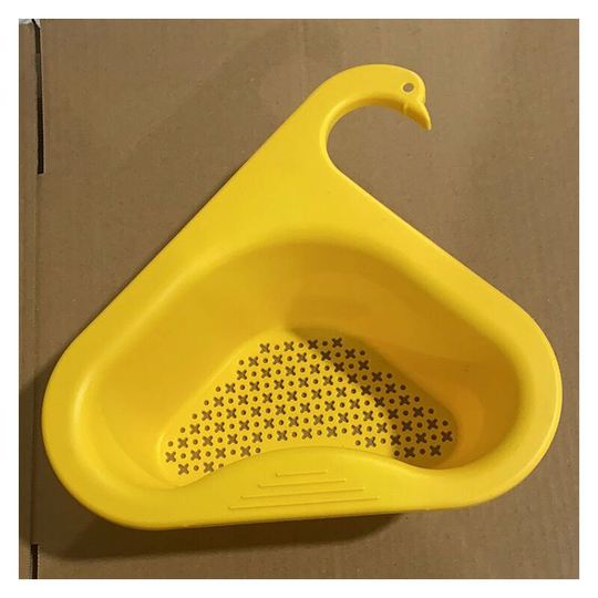 2Pcs Swan Drain Basket,Kitchen Sink Drain Basket No Punching,Swan Shaped Drain Basket Over Faucet,Triangular Kitchen Sink Strainer,Yellow