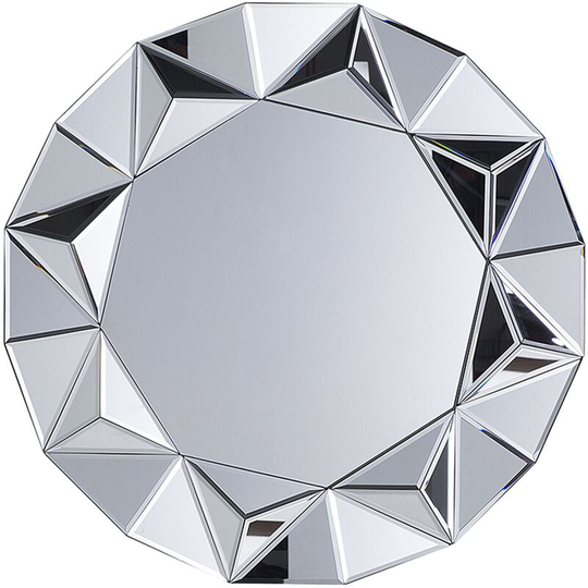 Beliani - Glam Round Wall Mirror Geometric Frame Silver Living Room Hallway Decor Habay - Silver