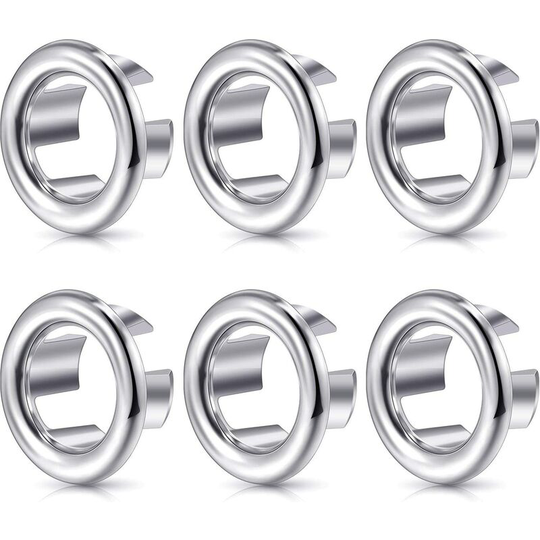 6 Pieces Sink Overflow Rings, Decorative Kitchen Bathroom Wash Sink Overflow Cover Round Overflow Drain Plug Cover Insert into Hole