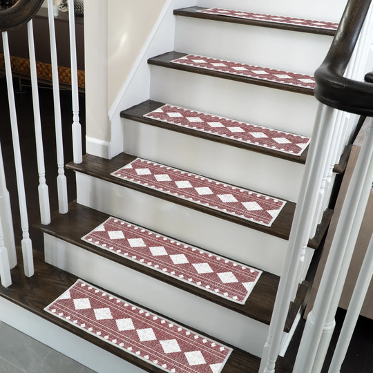 Diamond Design Non-Slip Maroon Stair Tread