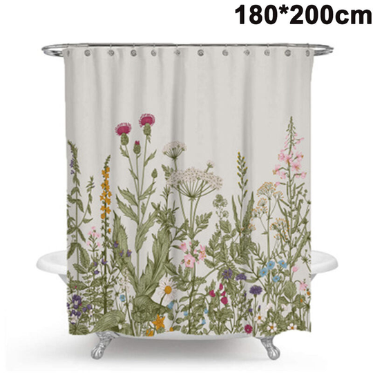 Shower Curtains Anti-mold, Anti-bacterial, Washable Bathtub Curtain Polyester Fabric with 12 Shower Curtain Rings Style 3 180x200cm