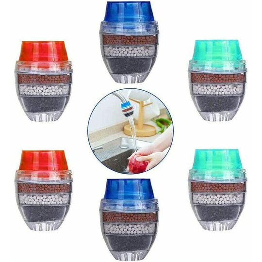 Morejieka - 6part mini water filter for homemade tap coconut cartridge charcoal faucet water clean tap clean purifier filter, active carbon round 5
