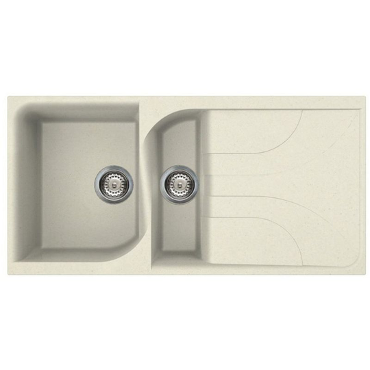 Ego 475 Granite Cream Single & Half Bowl Reversible Drainer Sink - Reginox