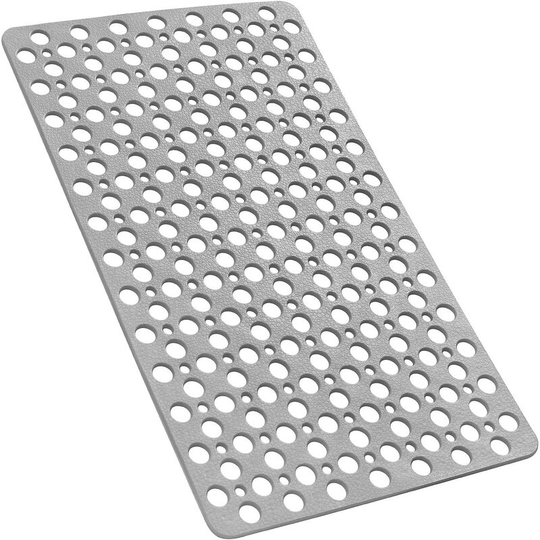Kartokner - Bathtub Mat Non Slip with Suction Cups, Machine Washable, with Drain Holes 30 x 17 In (Grey)