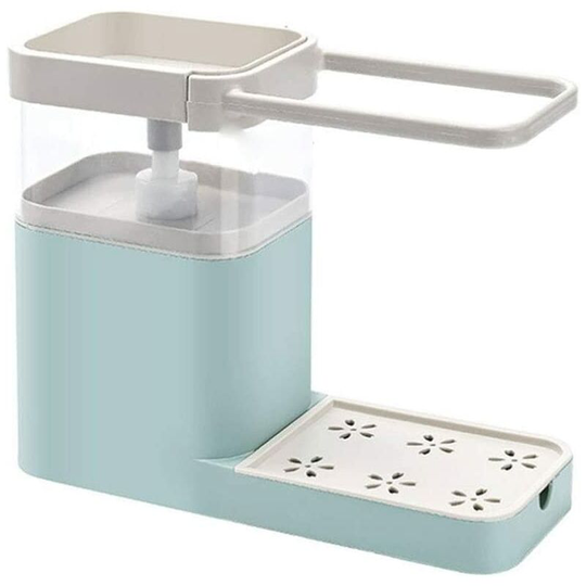 Kitchen Sink Shelf Soap Dispenser Soap Dish Dispenser Pump Dispenser Protable Multifunction Organizer Green