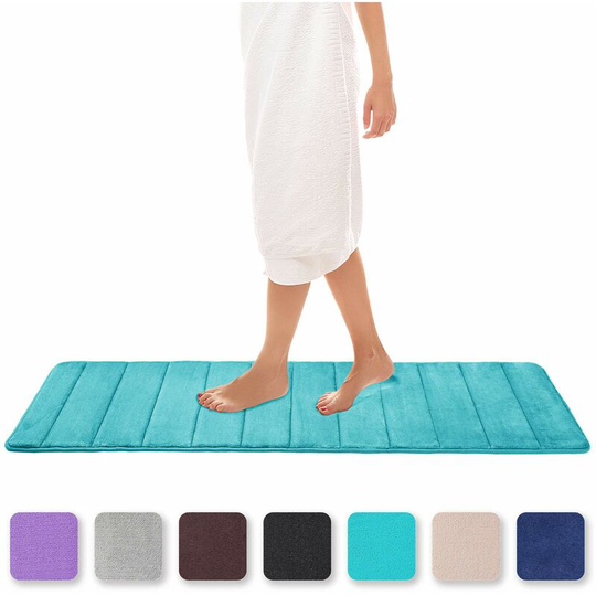 Memory Foam Bath Mat Absorbent Non-Slip Bath Mat Washable Bath Mat - 40 x 120 cm, Peacock Green Soekavia