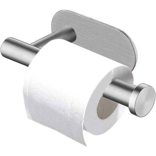 Toilet Paper Holder, No Drilling Self Adhesive Toilet Paper Holder, Stainless Steel Toilet Paper Holder for Bathroom Kitchen, Silver