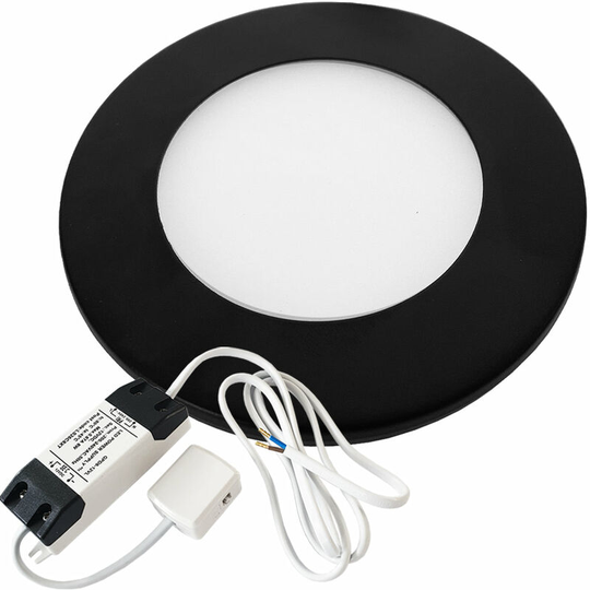 1x matt black Ultra-Slim Round Under Cabinet Kitchen Light & Driver Kit - Natural White Diffused led