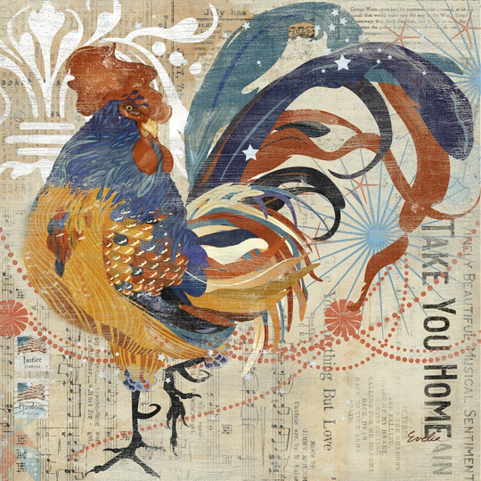 Rooster Flair IV by Evelia Designs - Wrapped Canvas Graphic Art