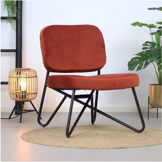 Velvet armchair Julia Copper - Cognac, Yellow