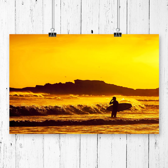 'Surfer Surfing Sunset Sesacape' Graphic Art