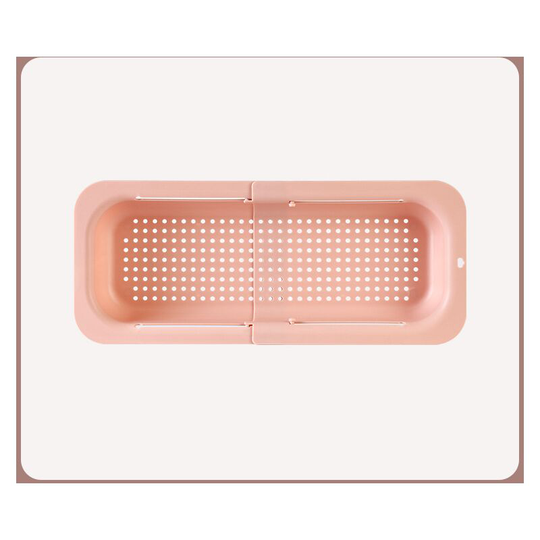 Double Layer Retractable Kitchen Vegetable Wash Basin, Drain Basket, Household Sink, Sink, Drainer, Fruit Tray, Storage Basket (Pink)