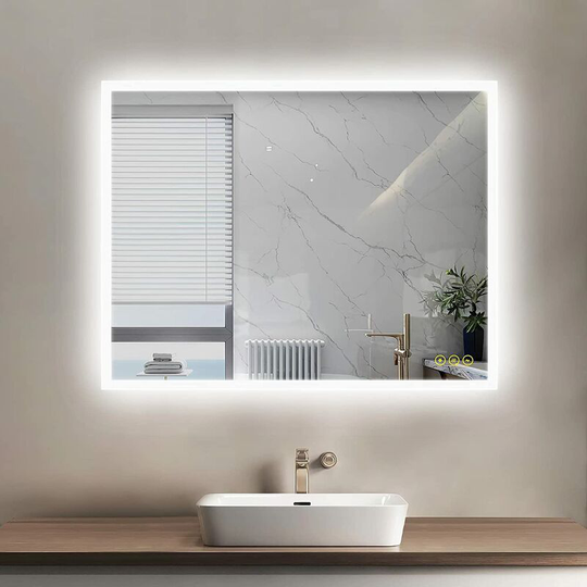 Bathroom Mirrors with led Lights Illuminated Backlit Wall Mounted Dimmable Touch Switch Horizontal/Vertical Demister IP44, Luna/70x90cm - Ai-lighting