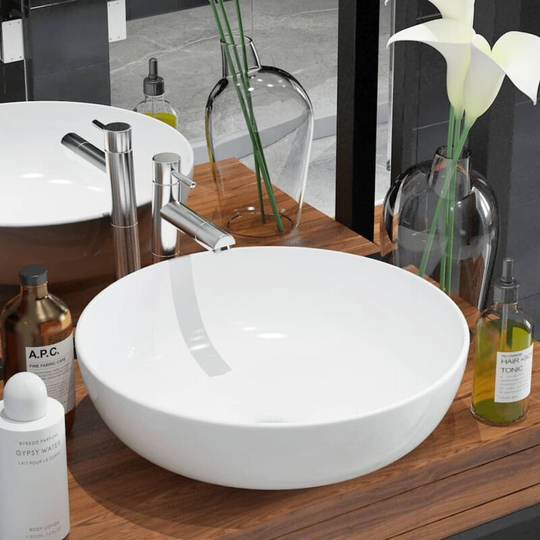 Basin Round Ceramic White 41.5x13.5 cm - White