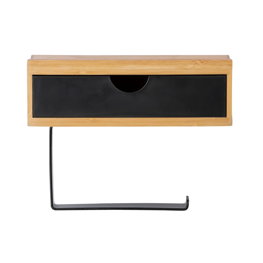WENKO Toilet Roll Holder With Drawer Bambusa, Toilet Roll Holder Made of Bamboo