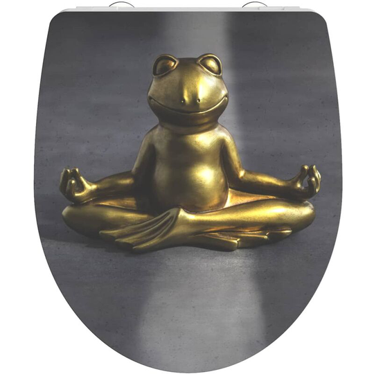 Duroplast High Gloss Toilet Seat with Soft-Close relaxing frog schütte - Multicolour