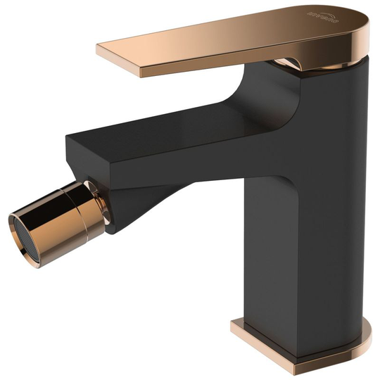 Invena - Black/Rose Gold Brass Bathroom Bidet Faucet Mixer Tap + Click-Clack Plug