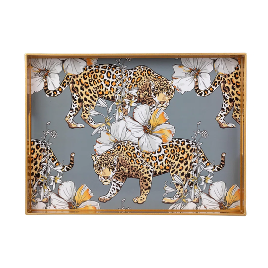 Andreana Leopard 2 Piece Ottoman/Coffee Table Tray Set