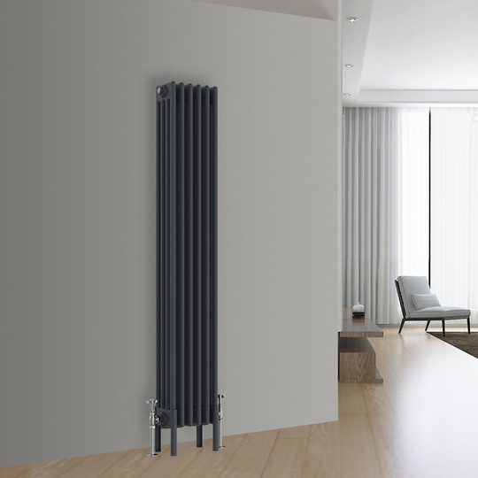 NRG - Traditional Cast Iron Style Radiator Anthracite Central Heating Rads Vertical 4 Column 1500x290mm
