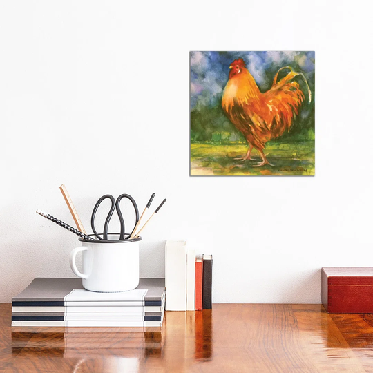 Rooster Field by Annelein Beukenkamp - Wrapped Canvas Painting