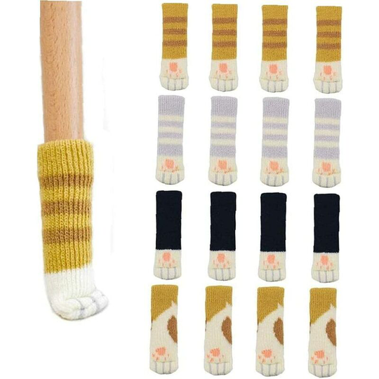 Cat Paw Table Feet Covers 16pcs Knitting Chair Socks Furniture Feet Sleeves Anti-Slip