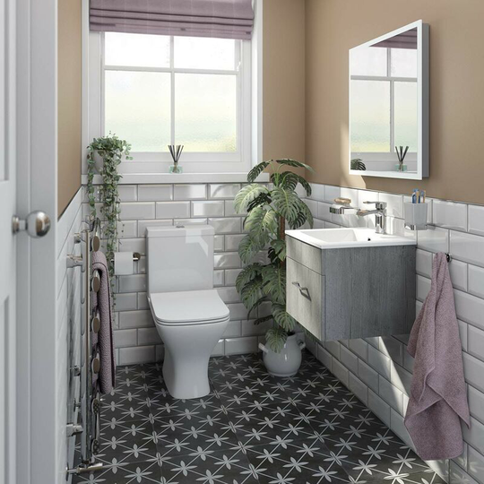 Orchard - Lea concrete wall hung vanity unit 420mm and Derwent square close coupled toilet suite - Grey
