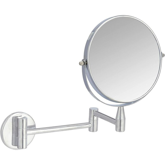 Cosmetic mirror for wall mounting, 1x / 5x magnification, chrome