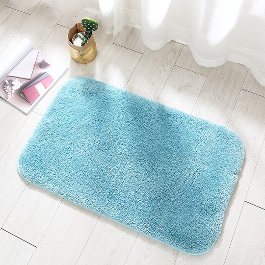 Perlerare - Microfiber Shag Non-Slip Bath Mat, Machine Washable Floor Mat with Soft Water Absorbent Microfiber for Bathtub, Shower and Bathroom-blue