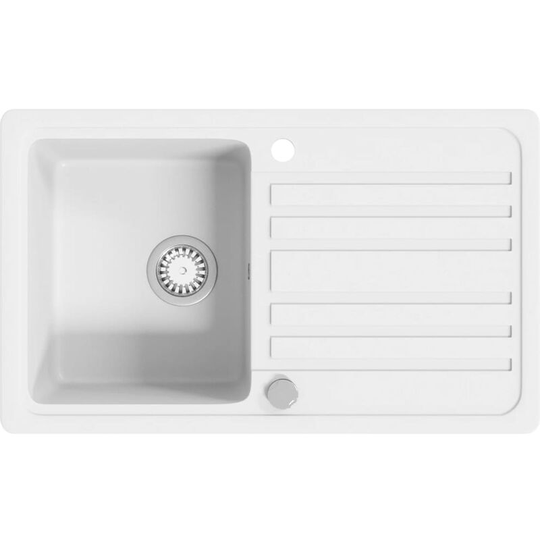 Granite Kitchen Sink Single Basin with Drainer Reversible Cream White - Cream