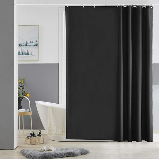 1 Piece Mildew Proof Shower Curtain Black Washable Fabric Large Waterproof Polyester Bath Curtains for Bathtub Bathroom 180x180cm