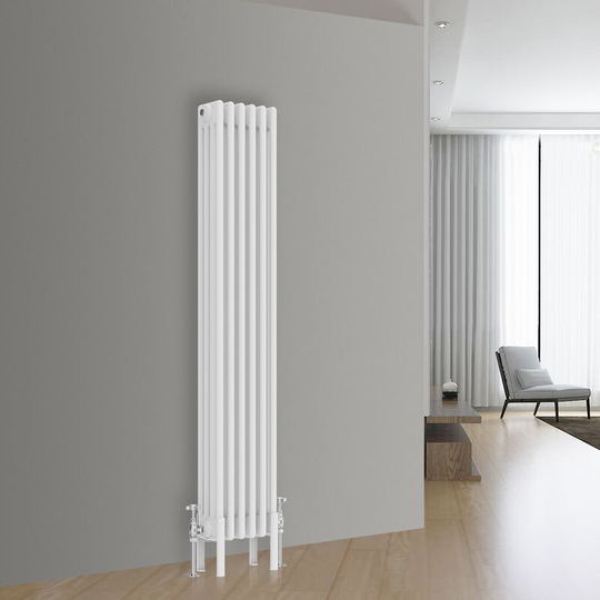 NRG - Traditional Cast Iron Style Radiator Central Heating Rads White Vertical 4 Column 1500x290mm