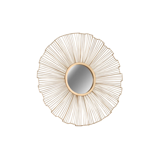 Anakie Round Metal Framed Wall Mounted Accent Mirror in Gold