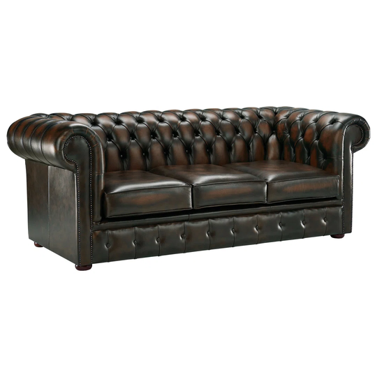 Amarrie 200Cm Genuine Leather Scroll Arms Chesterfield Sofa