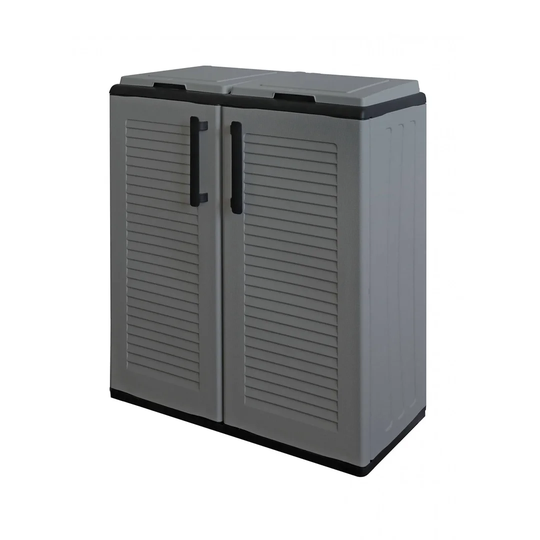 Litter Cabinet For Outdoor Or Indoor Use, 2-Door 2-Door Sack Cabinet, 100% Made In Italy, 68X37h84 Cm, Gray Color