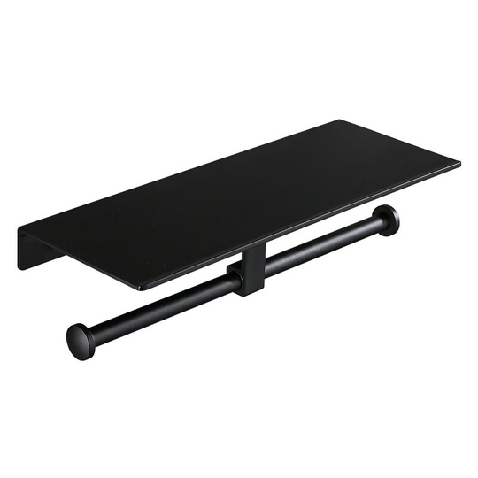 Toilet Paper Holder Black Double Roll Toilet Paper Holder No Perforation Toilet Tissue Box Cell Phone Holder Hotel