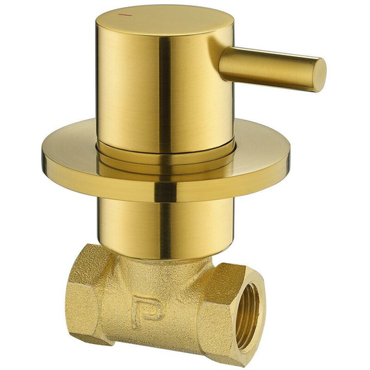 Flova - Levo Round Concealed Wall Mounted Hot Water Shut Off Valve - Brushed Brass - bb-lvwmconhw - Brushed Brass