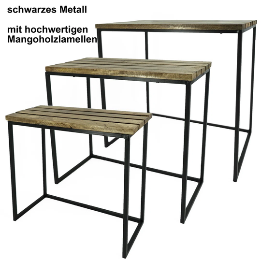 Set of 3 Lamella Coffee Table Set