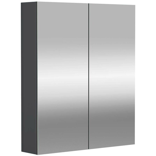Napoli Gloss Grey 600mm Wall Mounted Mirrored Cabinet - Grey Gloss