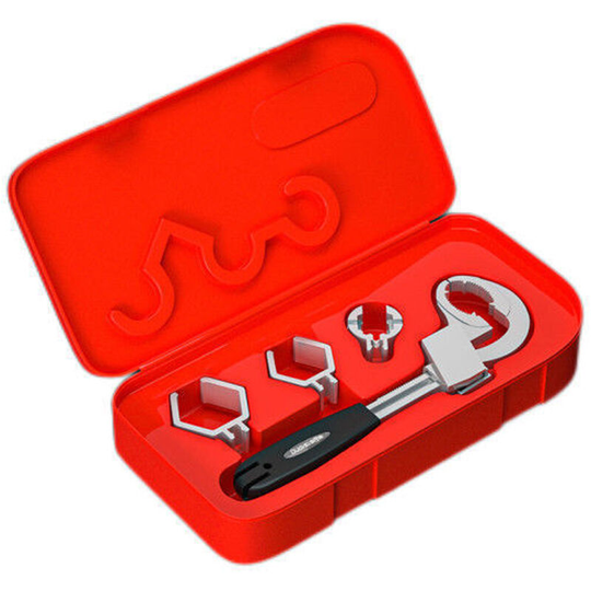 Multifunctional Sink Bathroom Wrench Toilet Faucets Repairs Wrench 80mm Large Opening Adjustable Water Pipes Wrench with Storage Box 3 Chucks