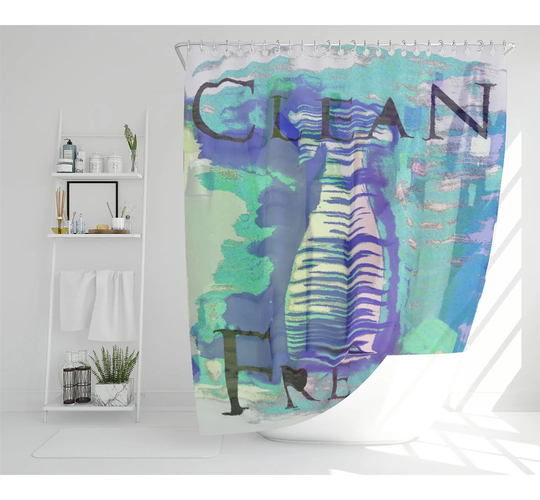 Clean Freak Blue Designer Shower Curtain