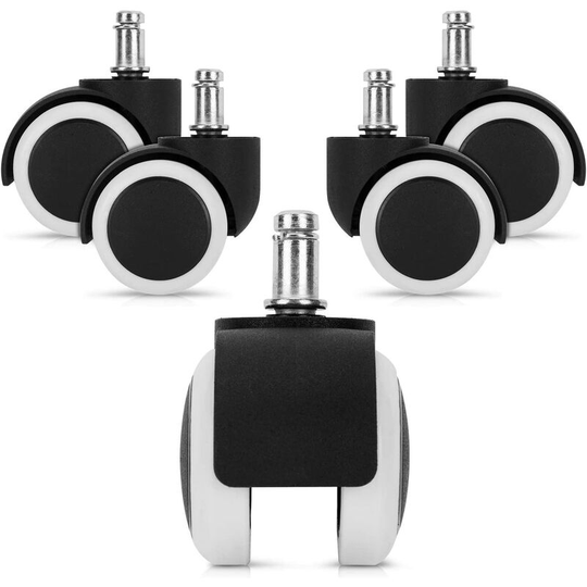 Office Chair Caster - 5 Pack Armchair Caster Wheel - 11/50mm Replacement Wheel - Silent Seat Leg for Hard Floor - White