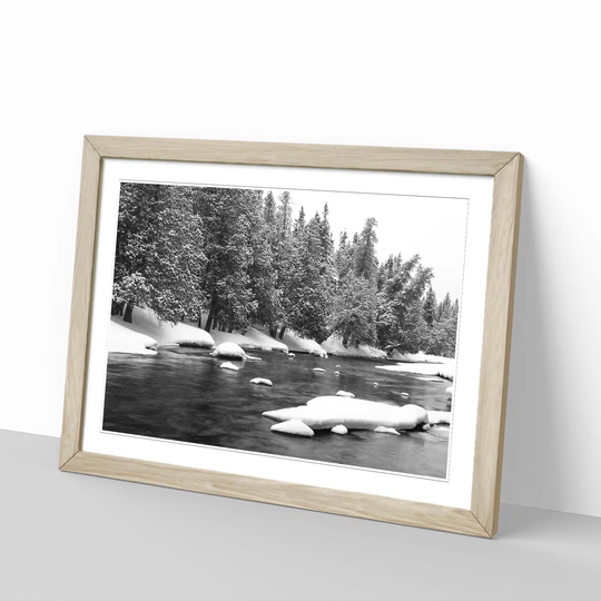 'Landscape Frozen Forest and Lake' Framed Photographic Print