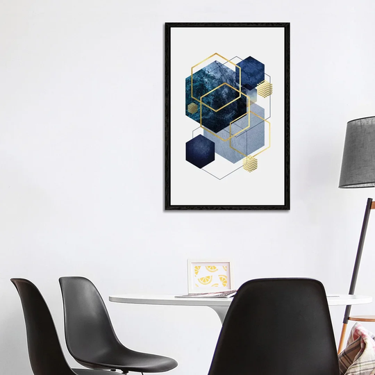 Navy Gold Geo II by Urban Epiphany - Graphic Art Print on Canvas