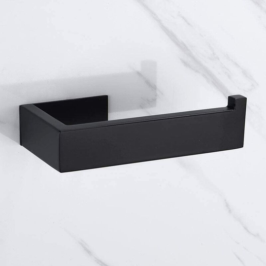 No Drilling 304 Stainless Steel Toilet Roll Holder Black Self Adhesive Bathroom Toilet Roll Holder (Black No Drilling)