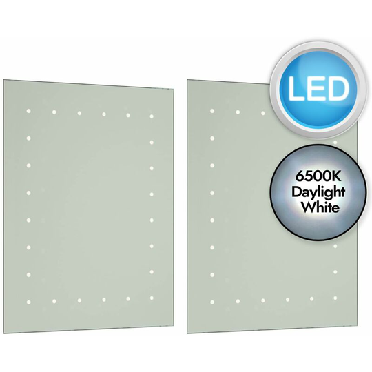 Pair of Battery Operated Rectangular led Illuminated Bathroom Mirrors - Mirrored glass