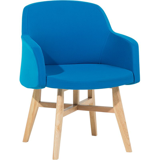 Beliani - Modern Fabric Armchair Blue Polyester Upholstery Solid Wood Legs Ystad - Blue